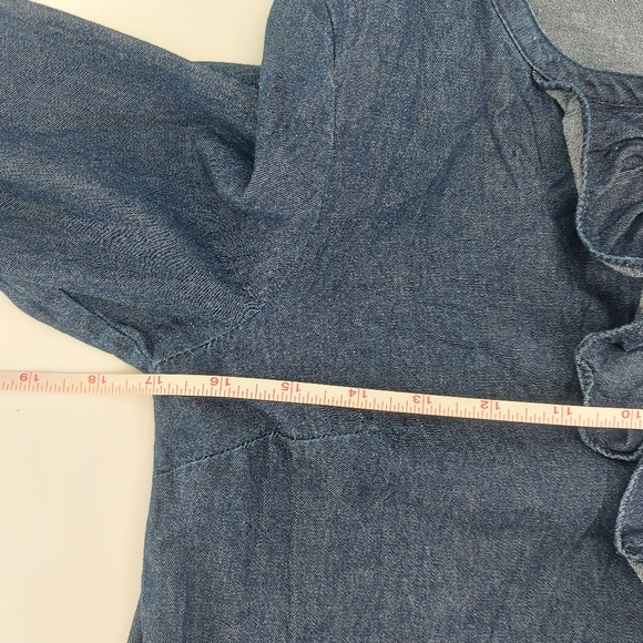Draper James Chambray Ruffle Shift Dress Size 2 - Picture 12 of 12